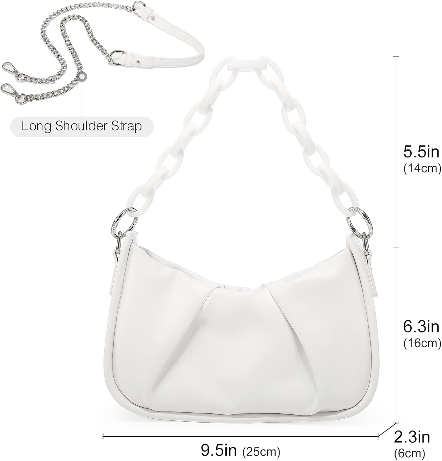 Small Shoulder Bags for Women, Mini Purse Womens Hobo Handbags Crossbody Clutch Purses White…